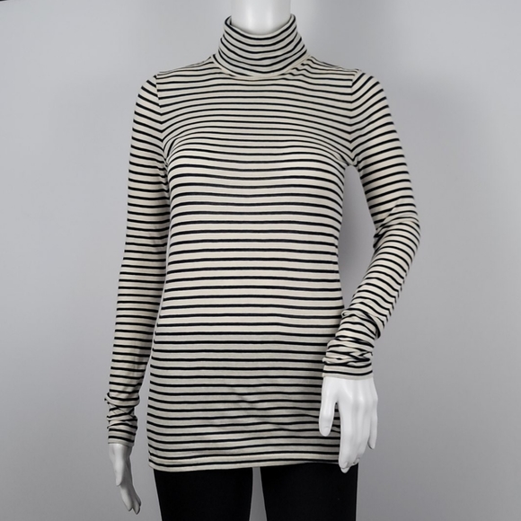 J. Crew Cotton Tissue Turtleneck Stripe T-Shirt - Picture 2 of 12